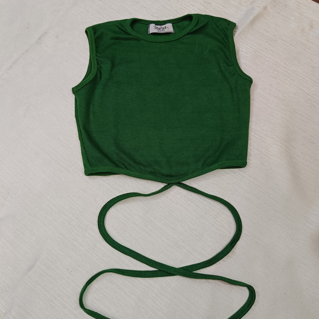 Ribbed Wrap-Tie Crop Top