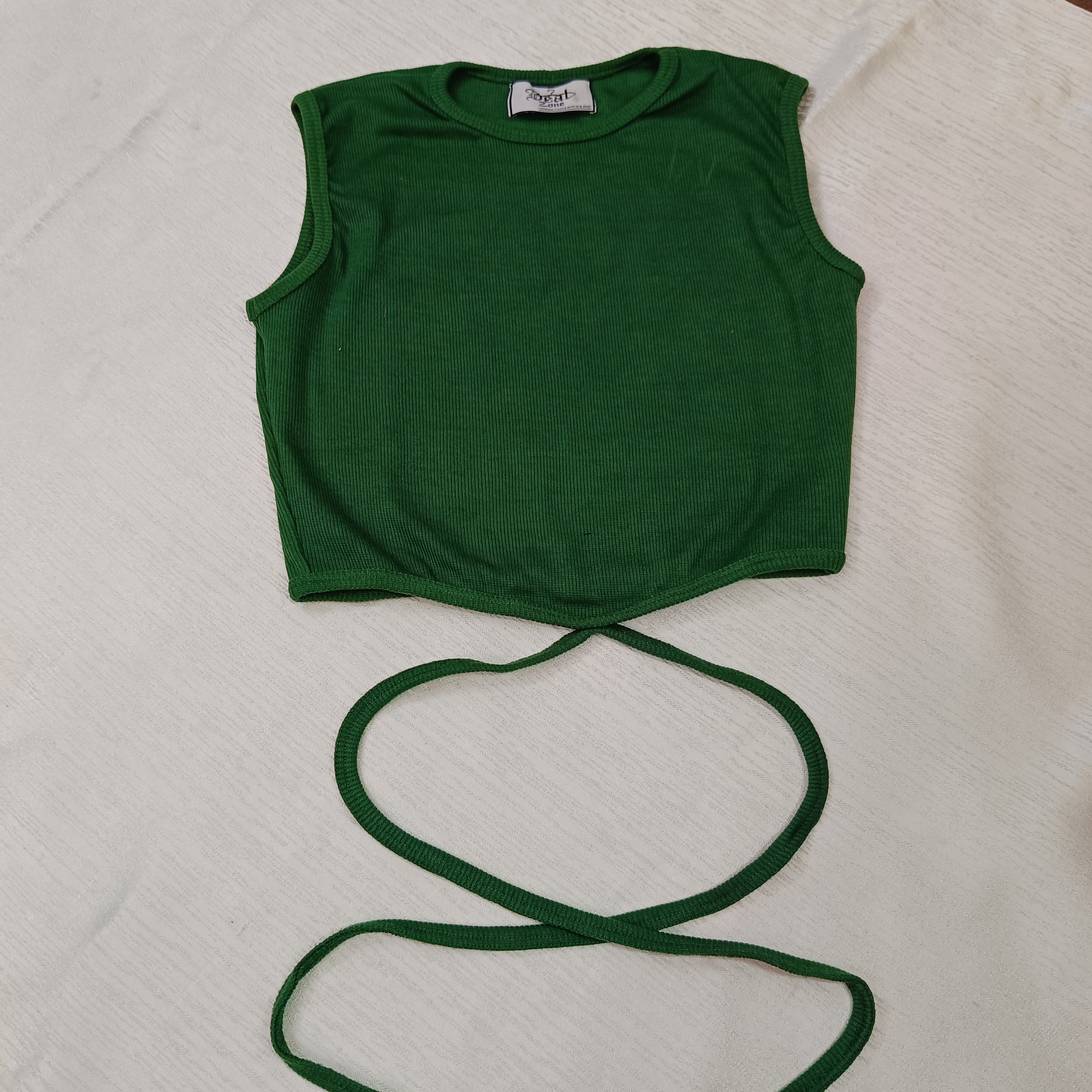 Ribbed Wrap-Tie Crop Top