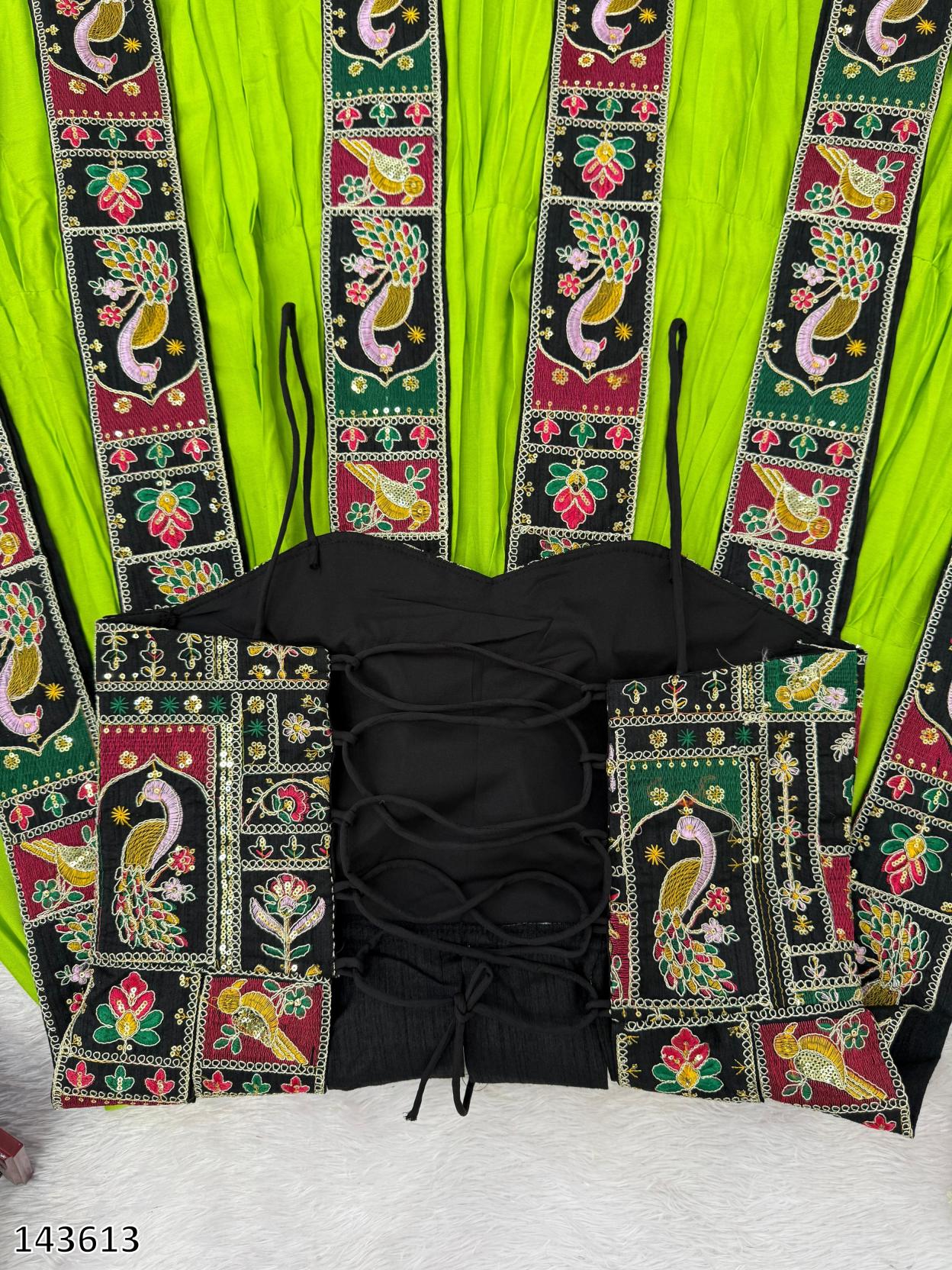 New Navaratri Fancy Gown with Striped Blouse – Elegant Garba & Dandiya Dress for Women