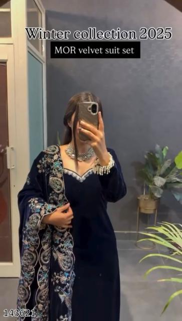 Royal Velvet Embroidered Suit Set | Premium Winter Festive & Party Wear Collection