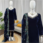 Royal Velvet Embroidered Suit Set | Premium Winter Festive & Party Wear Collection