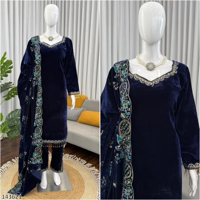 Royal Velvet Embroidered Suit Set | Premium Winter Festive & Party Wear Collection