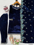 Royal Velvet Embroidered Suit Set | Premium Winter Festive & Party Wear Collection