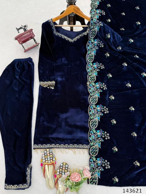 Royal Velvet Embroidered Suit Set | Premium Winter Festive & Party Wear Collection