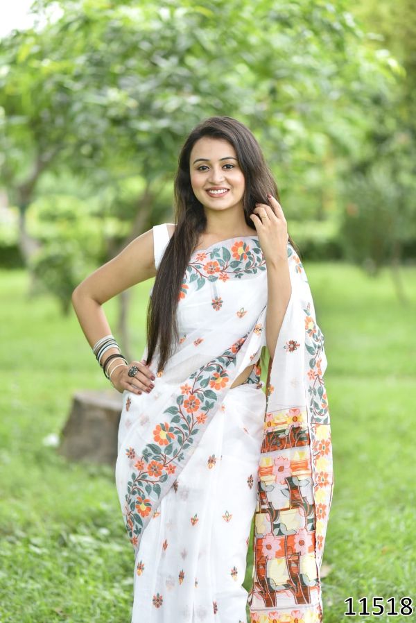 Jamdani Pure Cotton Weaving-Work Saree – Heritage Comfort Collection