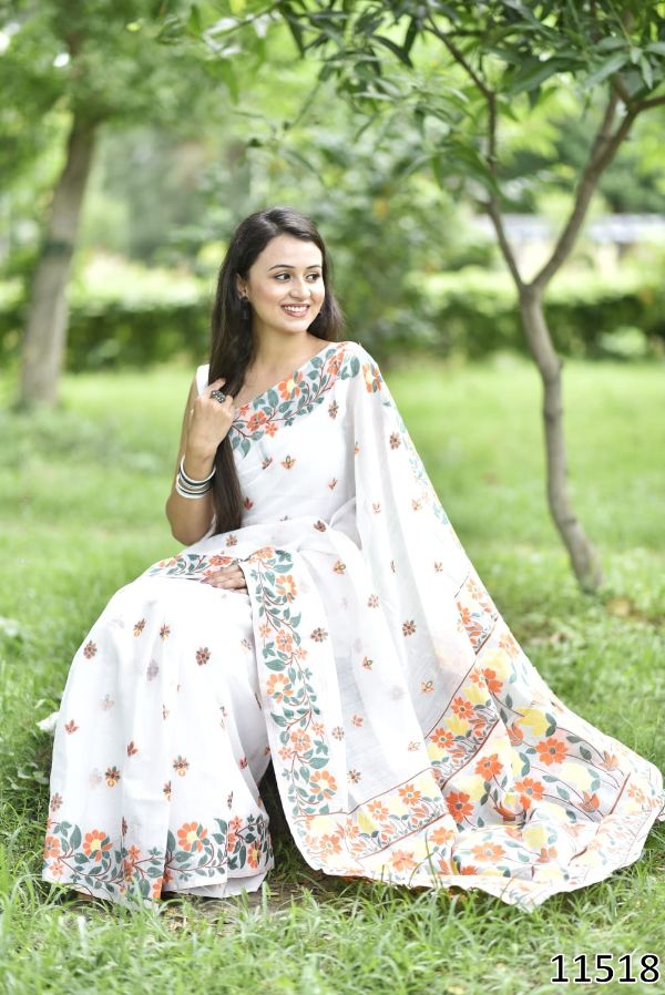 Jamdani Pure Cotton Weaving-Work Saree – Heritage Comfort Collection