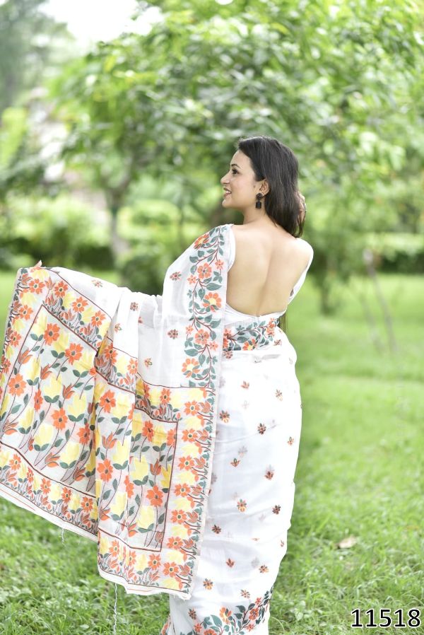 Jamdani Pure Cotton Weaving-Work Saree – Heritage Comfort Collection