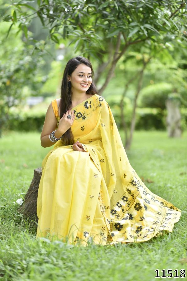 Jamdani Pure Cotton Weaving-Work Saree – Heritage Comfort Collection