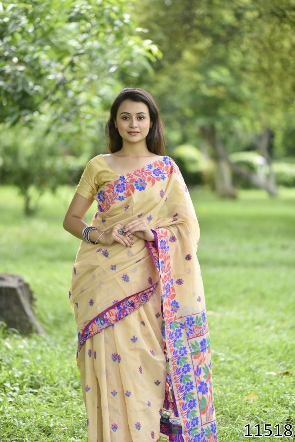 Jamdani Pure Cotton Weaving-Work Saree – Heritage Comfort Collection