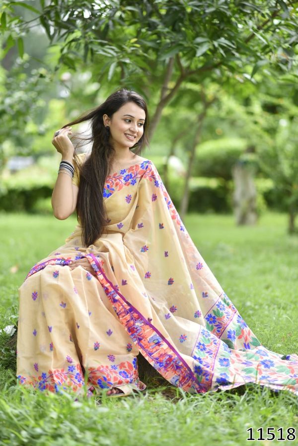 Jamdani Pure Cotton Weaving-Work Saree – Heritage Comfort Collection
