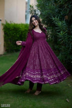 Premium Embroidered Georgette Anarkali Suit Set with Dupatta