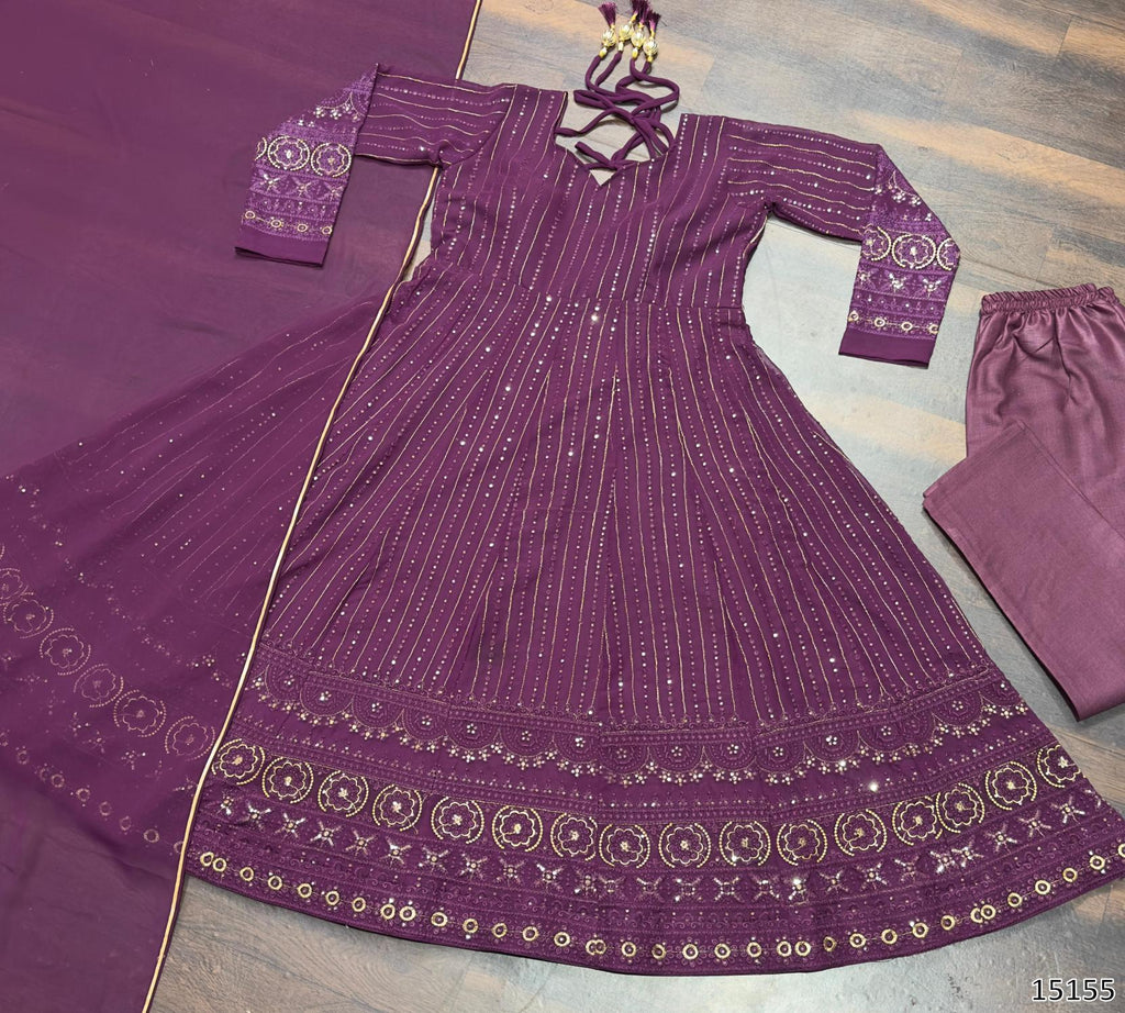 Premium Embroidered Georgette Anarkali Suit Set with Dupatta