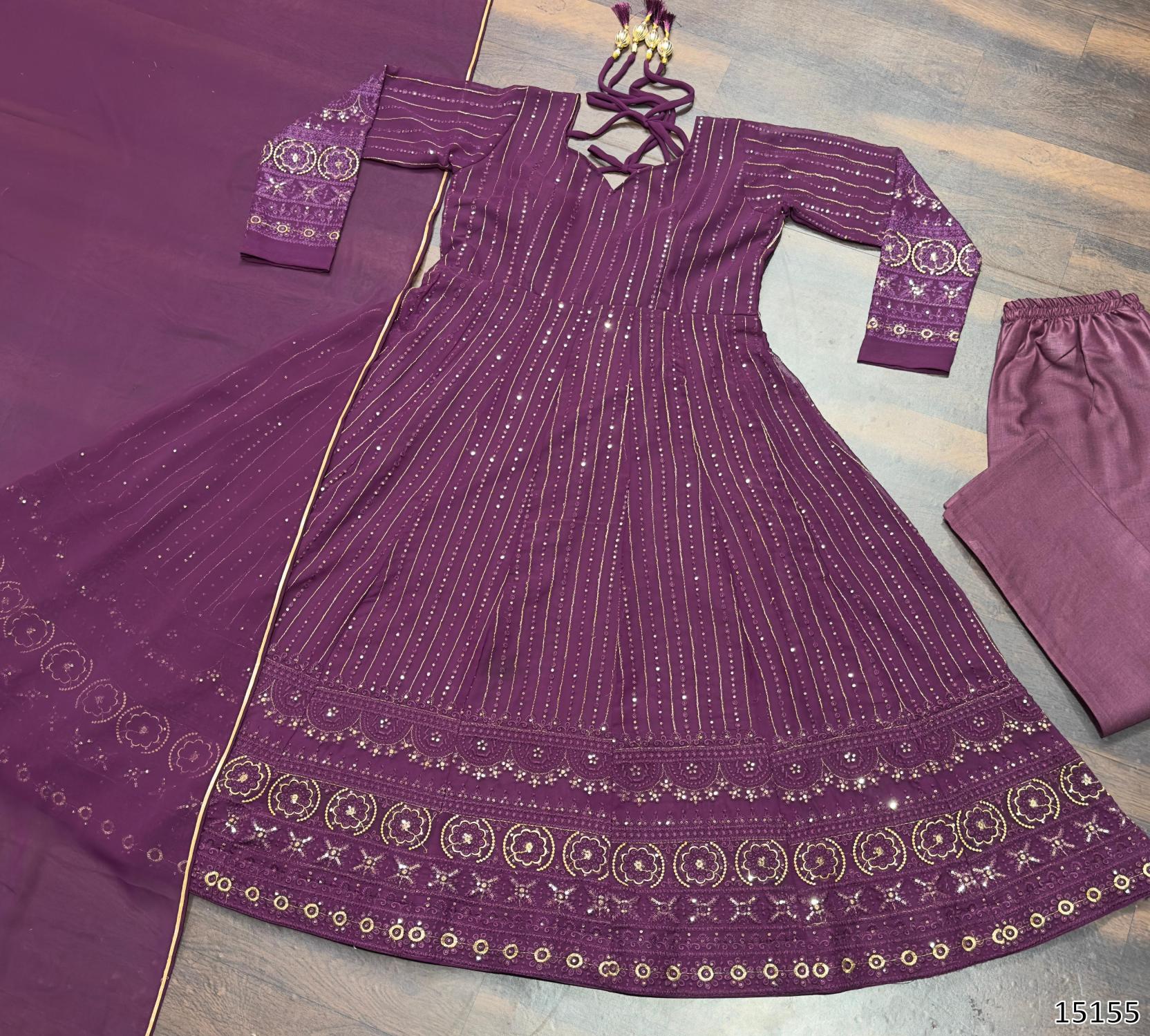 Premium Embroidered Georgette Anarkali Suit Set with Dupatta