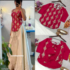 “Pure Navratri Red-White Premium Top & Palazzo Co-Ord Set – Fully Stitched Ready-to-Wear”