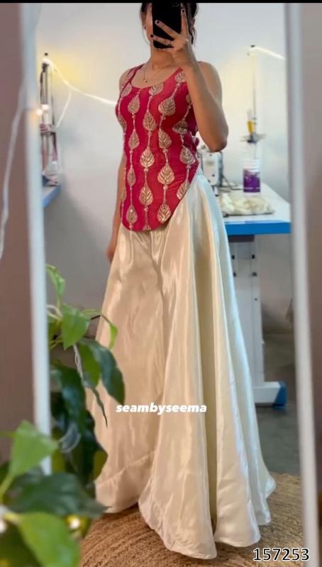 “Pure Navratri Red-White Premium Top & Palazzo Co-Ord Set – Fully Stitched Ready-to-Wear”