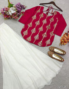 “Pure Navratri Red-White Premium Top & Palazzo Co-Ord Set – Fully Stitched Ready-to-Wear”