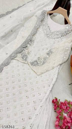 "Majestic Mirror & Sequence Embroidered Fox Georgette Sharara Suit – Wedding & Festive Edition"