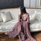 “Glamour Nights Party Top & Palazzo Dupatta Set – Pakistani Luxe Suit”