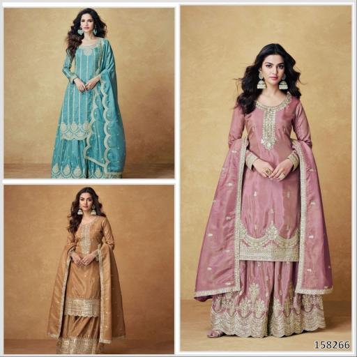 Diwali Elegance – Premium Chinon Silk Kurti Sharara Set