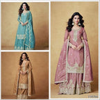 Diwali Elegance – Premium Chinon Silk Kurti Sharara Set