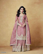 Diwali Elegance – Premium Chinon Silk Kurti Sharara Set