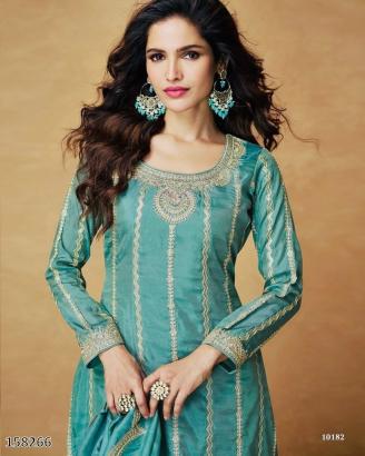Diwali Elegance – Premium Chinon Silk Kurti Sharara Set