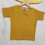 Trendy Heart Cut Ribbed Fitted Top for Women – Soft Stretchy Casual Wear