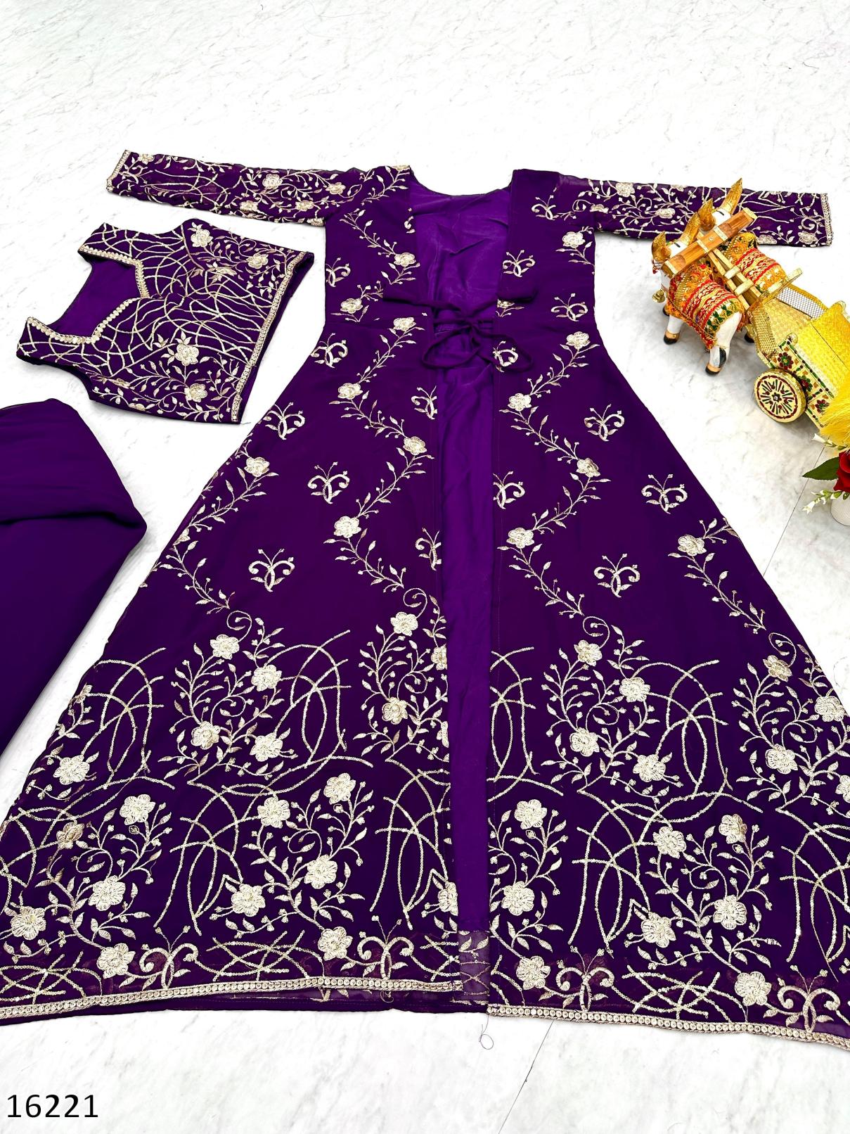 Diwali Radiance – Designer Festival Shrug, Palazzo & Choli 3-Piece Ensemble