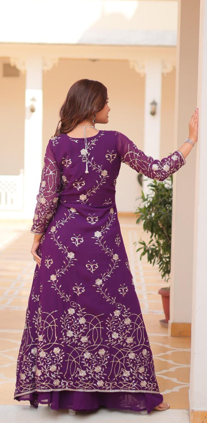 Diwali Radiance – Designer Festival Shrug, Palazzo & Choli 3-Piece Ensemble