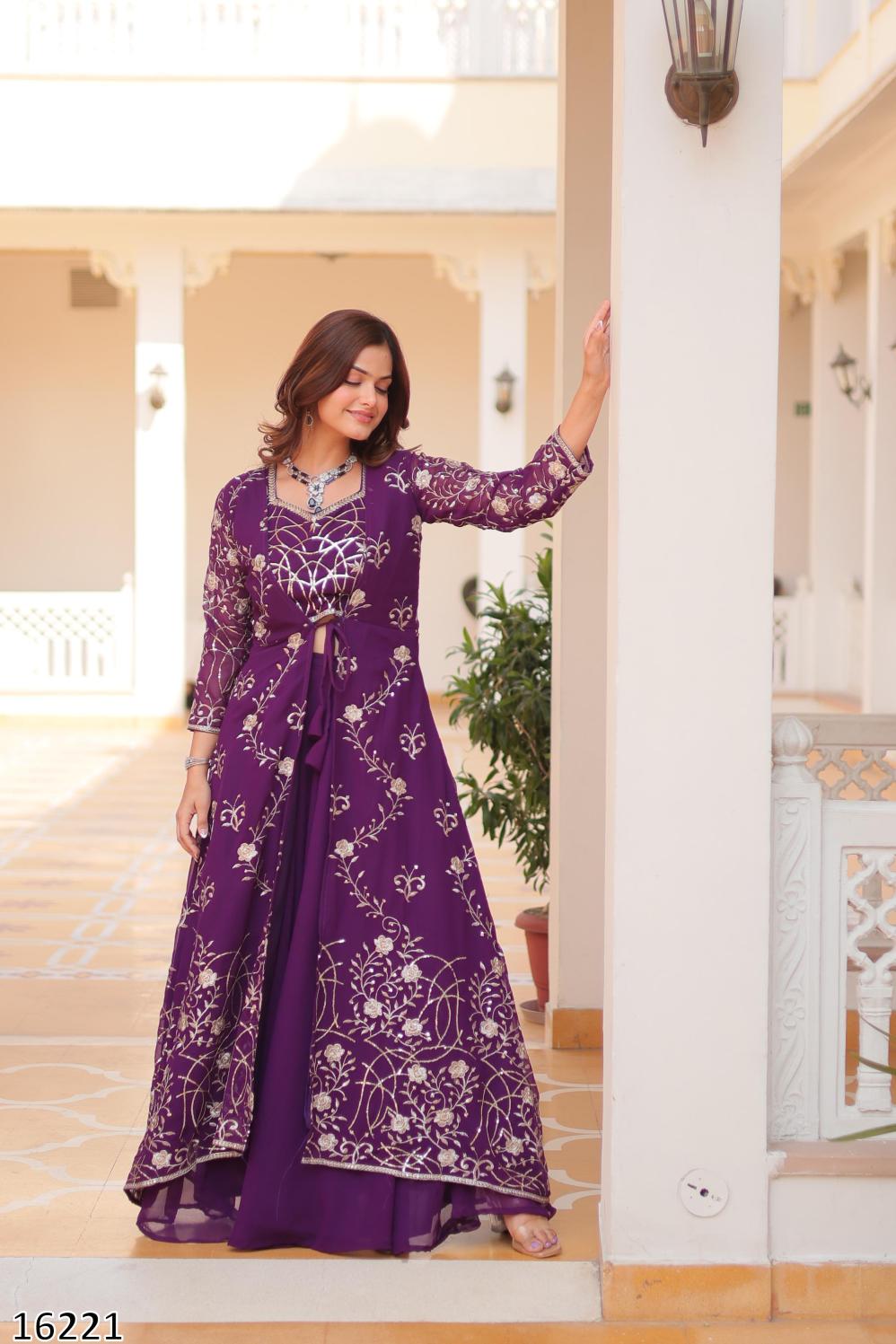 Diwali Radiance – Designer Festival Shrug, Palazzo & Choli 3-Piece Ensemble