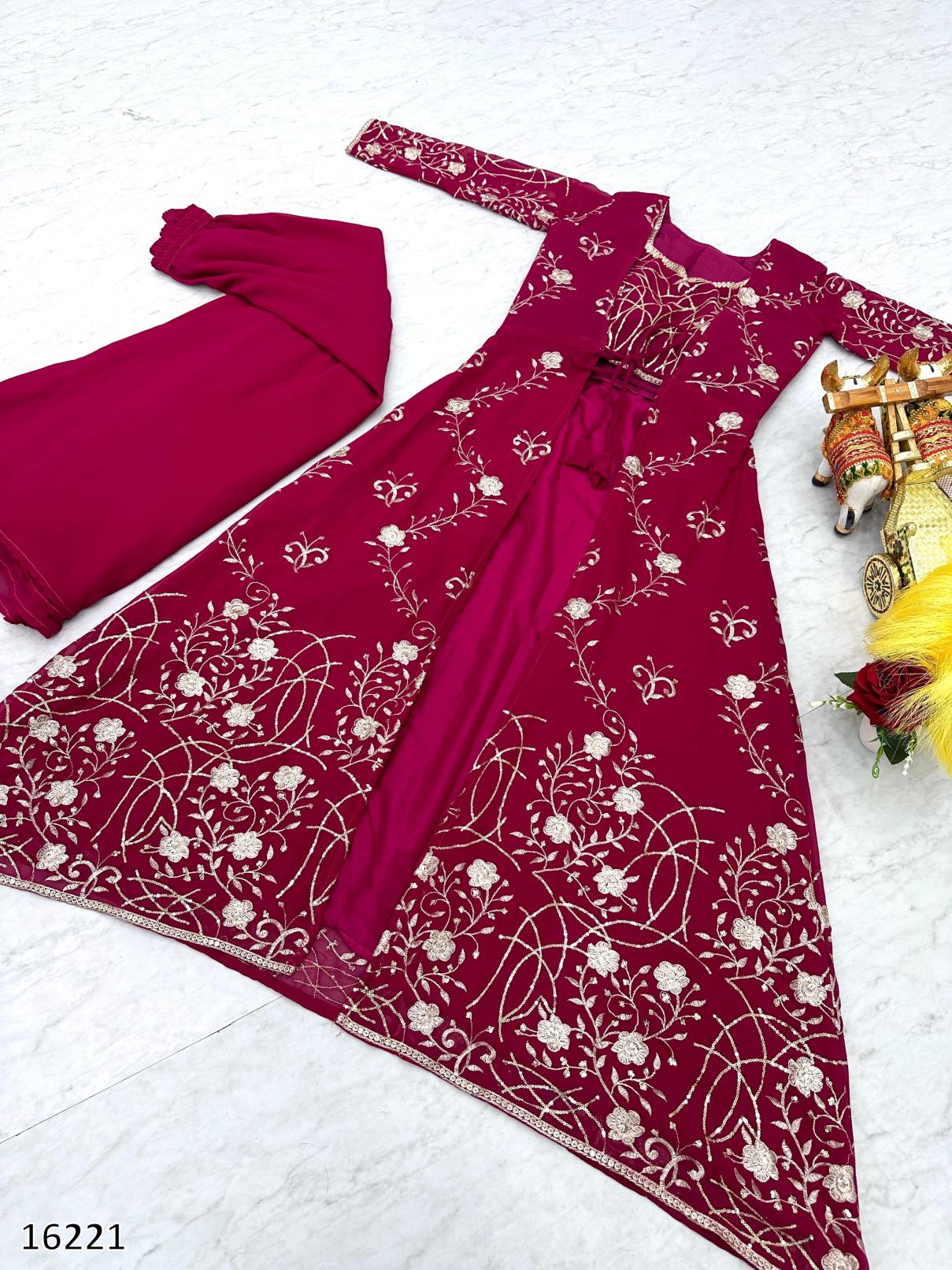 Diwali Radiance – Designer Festival Shrug, Palazzo & Choli 3-Piece Ensemble
