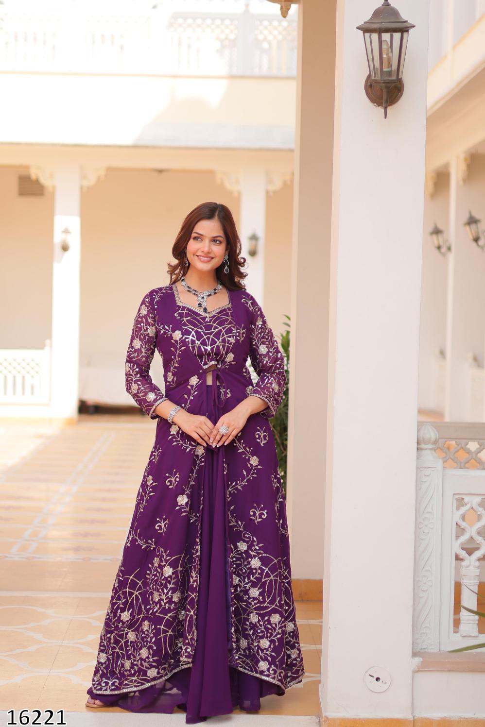 Diwali Radiance – Designer Festival Shrug, Palazzo & Choli 3-Piece Ensemble