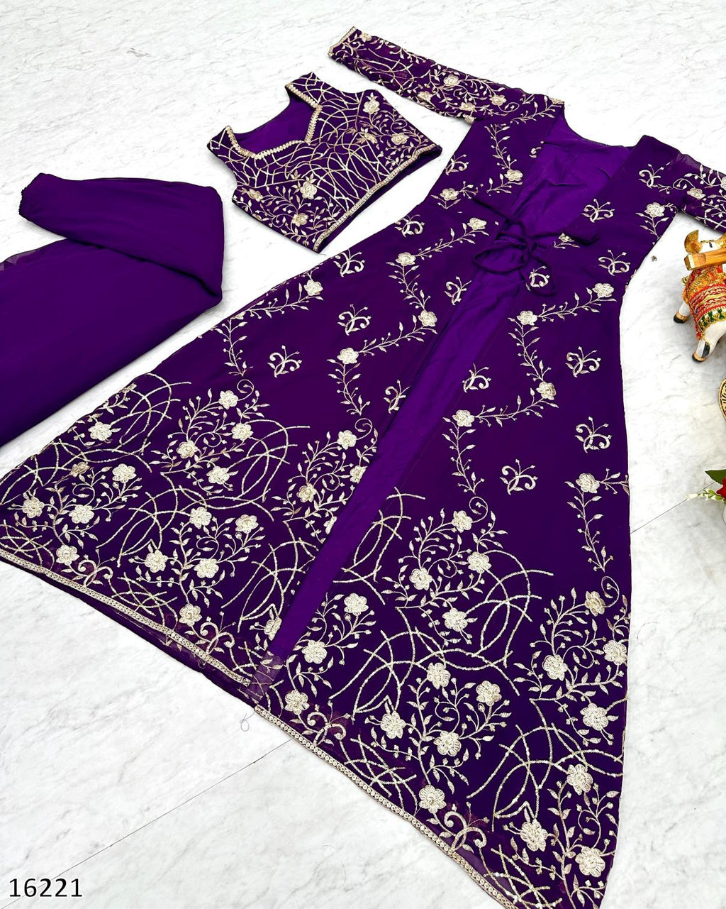 Diwali Radiance – Designer Festival Shrug, Palazzo & Choli 3-Piece Ensemble