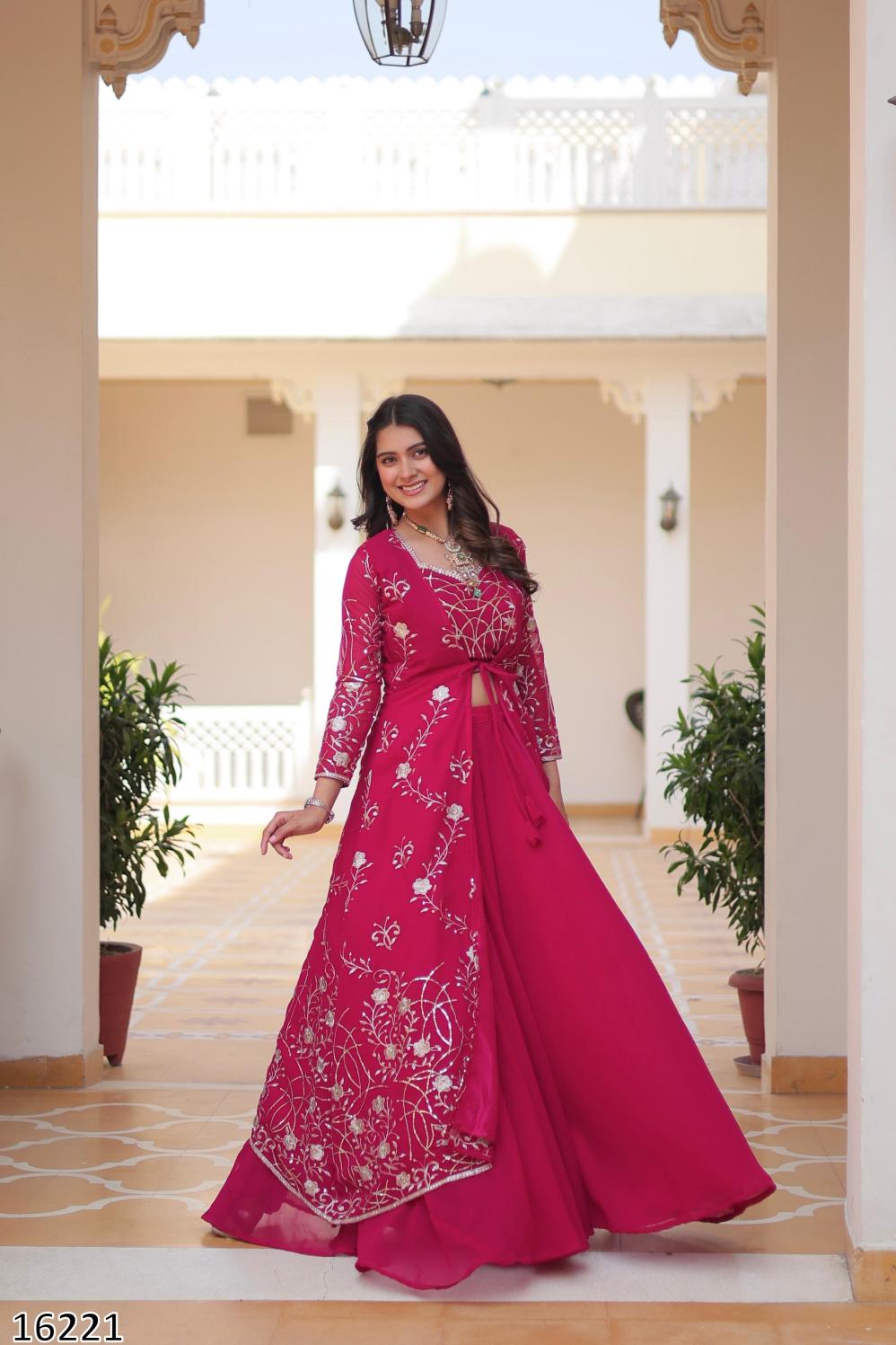 Diwali Radiance – Designer Festival Shrug, Palazzo & Choli 3-Piece Ensemble