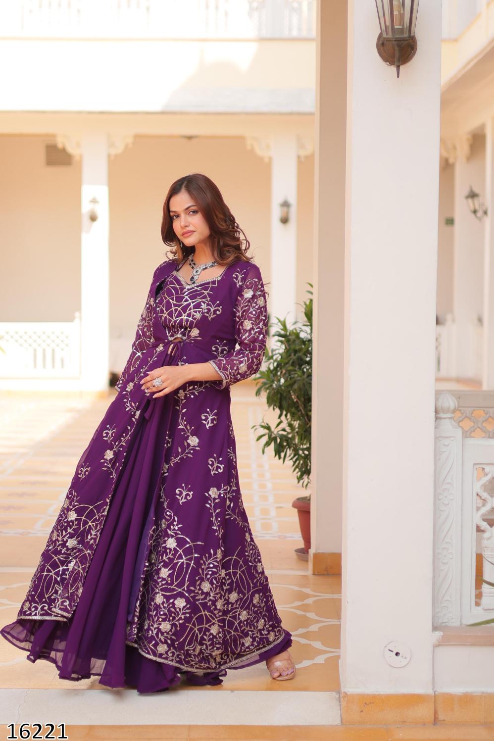 Diwali Radiance – Designer Festival Shrug, Palazzo & Choli 3-Piece Ensemble