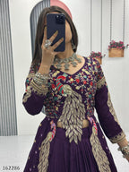 Diwali Radiance – Vichitra Silk Crop Top, Shrug & Gown Set