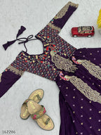 Diwali Radiance – Vichitra Silk Crop Top, Shrug & Gown Set