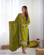 Elegant  Embroidered Party Wear Suit Set with Dupatta
