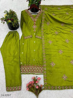 Elegant  Embroidered Party Wear Suit Set with Dupatta