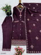 Elegant  Embroidered Party Wear Suit Set with Dupatta
