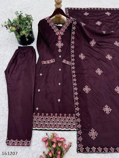 Elegant  Embroidered Party Wear Suit Set with Dupatta