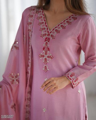 Elegant  Embroidered Party Wear Suit Set with Dupatta