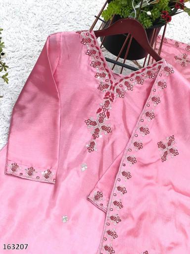 Elegant  Embroidered Party Wear Suit Set with Dupatta