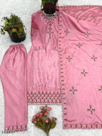 Elegant  Embroidered Party Wear Suit Set with Dupatta