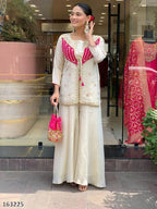 Elegant Cream & Pink Embroidered Co-ord Set – Trendy, Classy & Comfortable