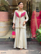 Elegant Cream & Pink Embroidered Co-ord Set – Trendy, Classy & Comfortable