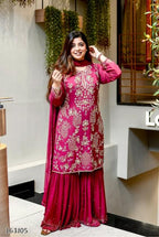 Elite Charm Embroidered Sharara Suit Set