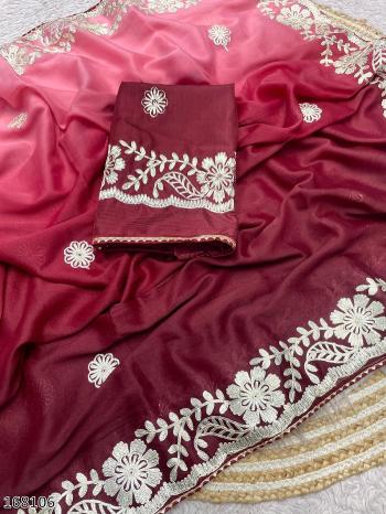 Blooming Chocolate Georgette Designer Saree – Wedding Wear Elegance