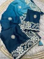 Blooming Chocolate Georgette Designer Saree – Wedding Wear Elegance