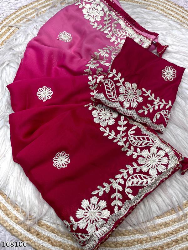 Blooming Chocolate Georgette Designer Saree – Wedding Wear Elegance